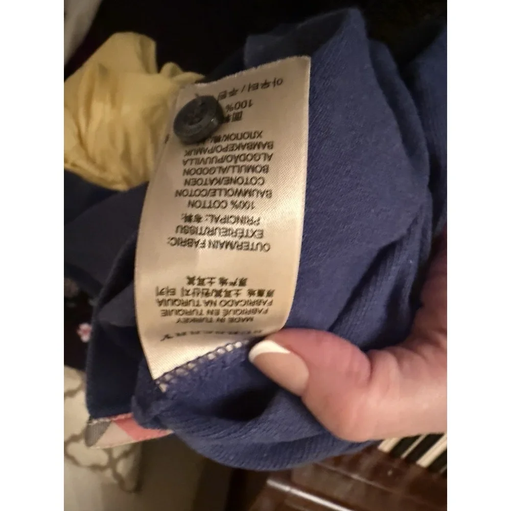 BURBERRY BRIT Short Sleeve COTTON Knit Polo Shirt Sz-S Men's Navy Blue‎ LOGO
